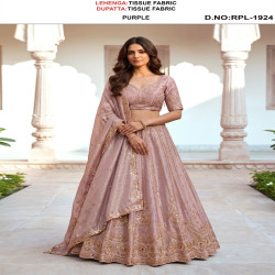 Elegant Tissue Fabric Embroidered Bridal Lehenga Choli